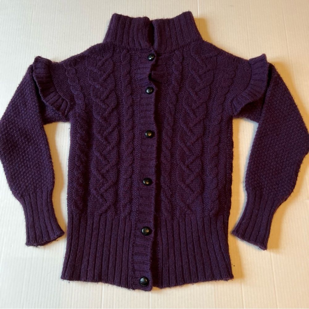 Sahaja S Cardigan Sweater 100% Cashmere Purple